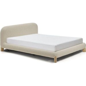 Béžová čalouněná dvoulůžková postel bez roštu 180x200 cm Odina – Kave Home obraz