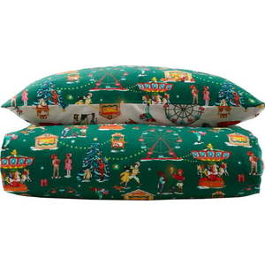 Zelené bavlněné dětské povlečení na dvoulůžko 200x200 cm Christmas Fairground – Belle & Boo obraz