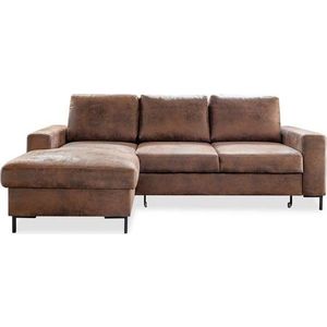 Hnědá rozkládací rohová pohovka z imitace kůže Miuform Lofty Lilly Vintage, levý roh obraz