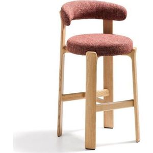 Barová židle z jasanového dřeva v terakotové barvě/ve světle přírodní barvě (výška sedáku 75 cm) Granite – Kave Home obraz