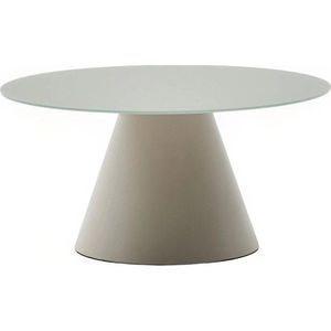 Světle šedý kulatý konferenční stolek se skleněnou deskou ø 80 cm Wilshire – Kave Home obraz