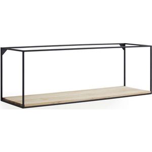 Černá/v přírodní barvě police z jedlového dřeva 90 cm Elisha – Kave Home obraz