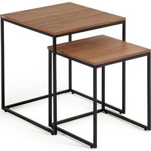 Odkládací stolky v sadě 2 ks s deskou v dekoru ořechového dřeva 45x45 cm Yoana – Kave Home obraz