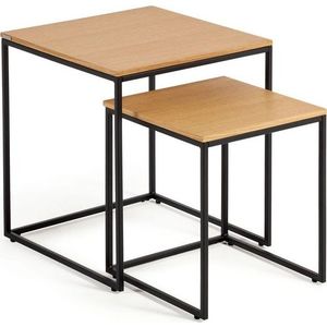 Odkládací stolky v sadě 2 ks s deskou v dubovém dekoru 45x45 cm Yoana – Kave Home obraz