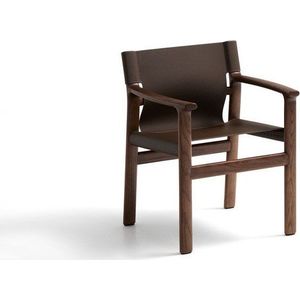 Tmavě hnědá jídelní židle s područkami z jasanového dřeva Jan – Kave Home obraz