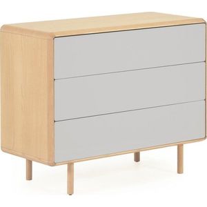 Šedá/v přírodní barvě komoda v dekoru jasanu 99x78, 5x42 cm Anielle – Kave Home obraz