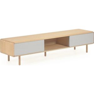 Šedý/v přírodní barvě TV stolek v dekoru jasanu 180x41x42 cm Anielle – Kave Home obraz