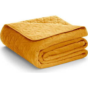 Žlutý sametový prošívaný přehoz 170x210 cm Laila – AmeliaHome obraz