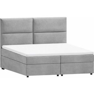 Světle šedá boxspring postel s úložným prostorem 140x200 cm Rico – Ropez obraz