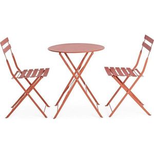 Ocelový zahradní jídelní set v terakotové barvě pro 2 Austin – Bizzotto obraz