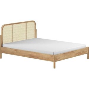 Dvoulůžková postel z dubového dřeva bez roštu 160x200 cm v přírodní barvě Olive Rotan – Vipack obraz