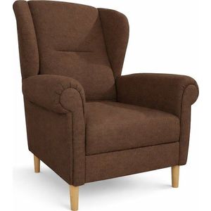 Tmavě hnědé křeslo ušák Swan – Ropez obraz
