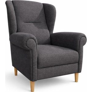 Tmavě šedé křeslo ušák Swan – Ropez obraz