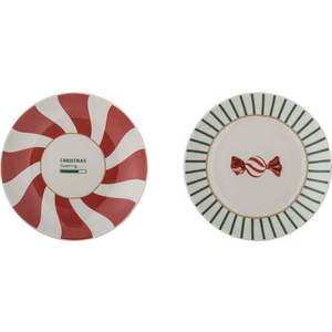 Červeno-krémové dezertní talíře s vánočním motivem z kameniny v sadě 2 ks ø 12, 5 cm Yule – Bloomingville obraz