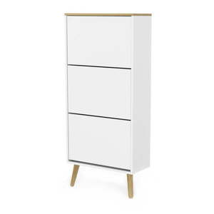 Bílý botník s nohami z dubového dřeva se 3 výkopy Tenzo Dot obraz