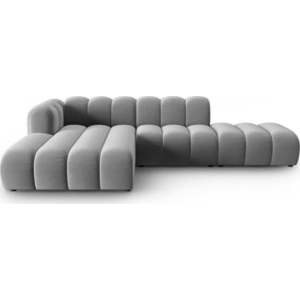 Světle šedá sametová rohová pohovka (levý roh/s lenoškou) Lupine - II. jakost – Micadoni obraz