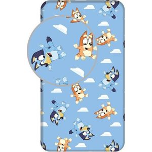 Modré napínací bavlněné dětské prostěradlo na jednolůžko 90x200 cm Bluey – Jerry Fabrics obraz