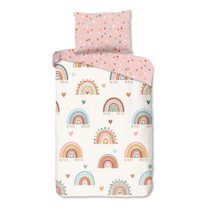 Růžové/béžové bavlněné dětské povlečení na jednolůžko 140x200 cm Louie – Good Morning obraz