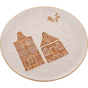 Bílý servírovací keramický talíř s vánočním motivem ø 26 cm Christmas cottage – Dakls obraz