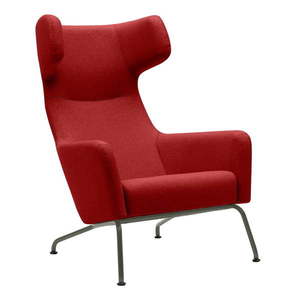 Červené křeslo ušák s šedými nohami Softline Havana obraz