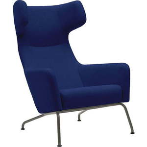 Tmavě modré křeslo ušák se šedými nohami Softline Havana obraz