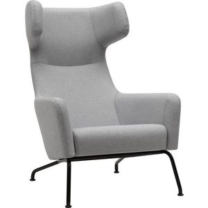 Světle šedé křeslo ušák se šedými nohami Softline Havana obraz