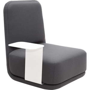 Tmavě šedé křeslo s bílým kovovým stolkem Softline Standby High + Side Table obraz