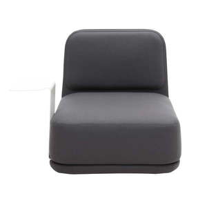 Tmavě šedé křeslo s bílým kovovým stolkem Softline Standby Medium + Side Table obraz