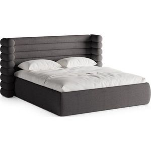 Tmavě šedá čalouněná dvoulůžková postel s úložným prostorem s roštem 160x200 cm Mount – Micadoni obraz
