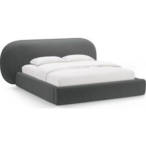 Tmavě šedá čalouněná dvoulůžková postel s úložným prostorem s roštem 160x200 cm Ovalo – Micadoni obraz