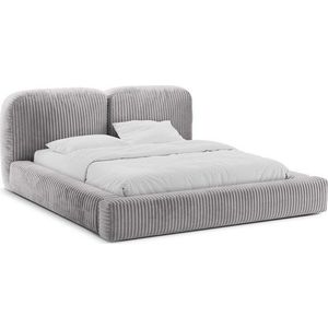 Světle šedá čalouněná dvoulůžková postel s úložným prostorem s roštem 180x200 cm Martina – Micadoni obraz