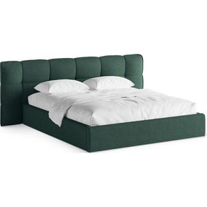Tmavě zelená čalouněná dvoulůžková postel s úložným prostorem s roštem 200x200 cm Eric – Micadoni obraz
