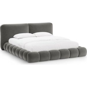 Tmavě šedá čalouněná dvoulůžková postel s úložným prostorem s roštem 180x200 cm Solange – Micadoni obraz