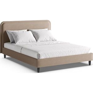 Šedobéžová čalouněná dvoulůžková postel s roštem 180x200 cm Aveline – Micadoni obraz