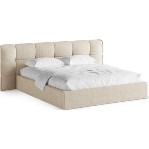 Béžová čalouněná dvoulůžková postel s úložným prostorem s roštem 180x200 cm Eric – Micadoni obraz