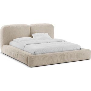 Béžová čalouněná dvoulůžková postel s úložným prostorem s roštem 160x200 cm Martina – Micadoni obraz