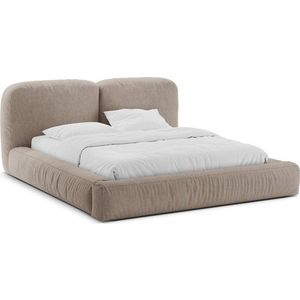 Světle hnědá čalouněná dvoulůžková postel s úložným prostorem s roštem 200x200 cm Martina – Micadoni obraz