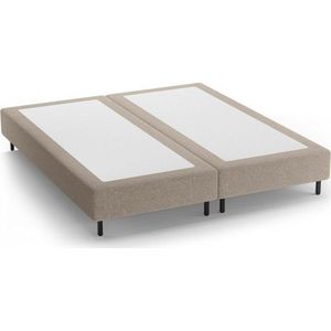 Béžová čalouněná dvoulůžková postel bez čela 160x200 cm Whale – Micadoni obraz