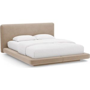 Světle hnědá čalouněná dvoulůžková postel 200x200 cm Linea – Micadoni obraz