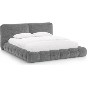 Tmavě šedá čalouněná dvoulůžková postel s úložným prostorem s roštem 160x200 cm Solange – Micadoni obraz