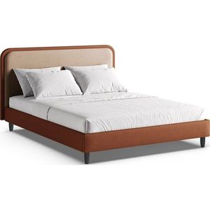 Čalouněná dvoulůžková postel s roštem 200x200 cm v cihlové barvě Aveline – Micadoni obraz
