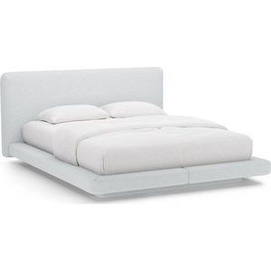 Světle šedá čalouněná dvoulůžková postel 160x200 cm Linea – Micadoni obraz