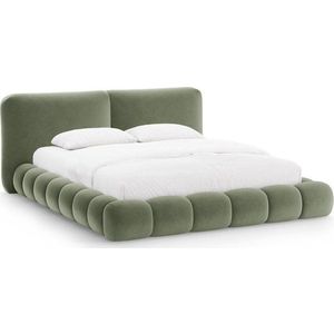 Zelená čalouněná dvoulůžková postel s úložným prostorem s roštem 200x200 cm Solange – Micadoni obraz