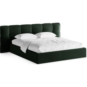 Tmavě zelená čalouněná dvoulůžková postel s úložným prostorem s roštem 180x200 cm Eric – Micadoni obraz