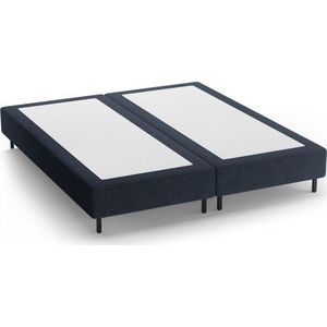 Tmavě modrá čalouněná dvoulůžková postel bez čela 140x200 cm Whale – Micadoni obraz