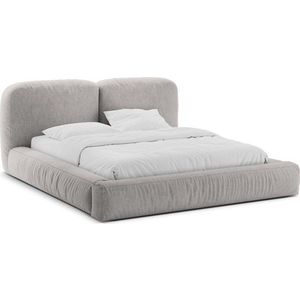 Světle šedá čalouněná dvoulůžková postel s úložným prostorem s roštem 160x200 cm Martina – Micadoni obraz