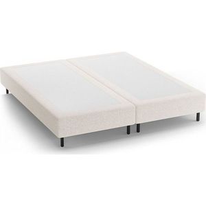 Krémová čalouněná dvoulůžková postel bez čela 140x200 cm Whale – Micadoni obraz