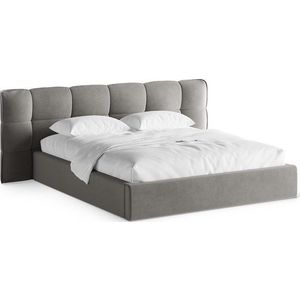 Šedá čalouněná dvoulůžková postel s úložným prostorem s roštem 200x200 cm Eric – Micadoni obraz
