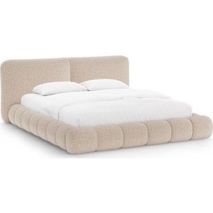 Šedobéžová čalouněná dvoulůžková postel s úložným prostorem s roštem 180x200 cm Solange – Micadoni obraz