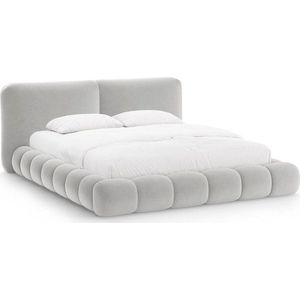 Šedá čalouněná dvoulůžková postel s úložným prostorem s roštem 200x200 cm Solange – Micadoni obraz